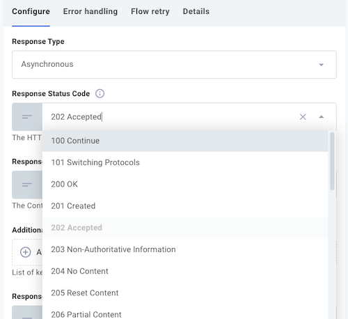 Default response code configuration