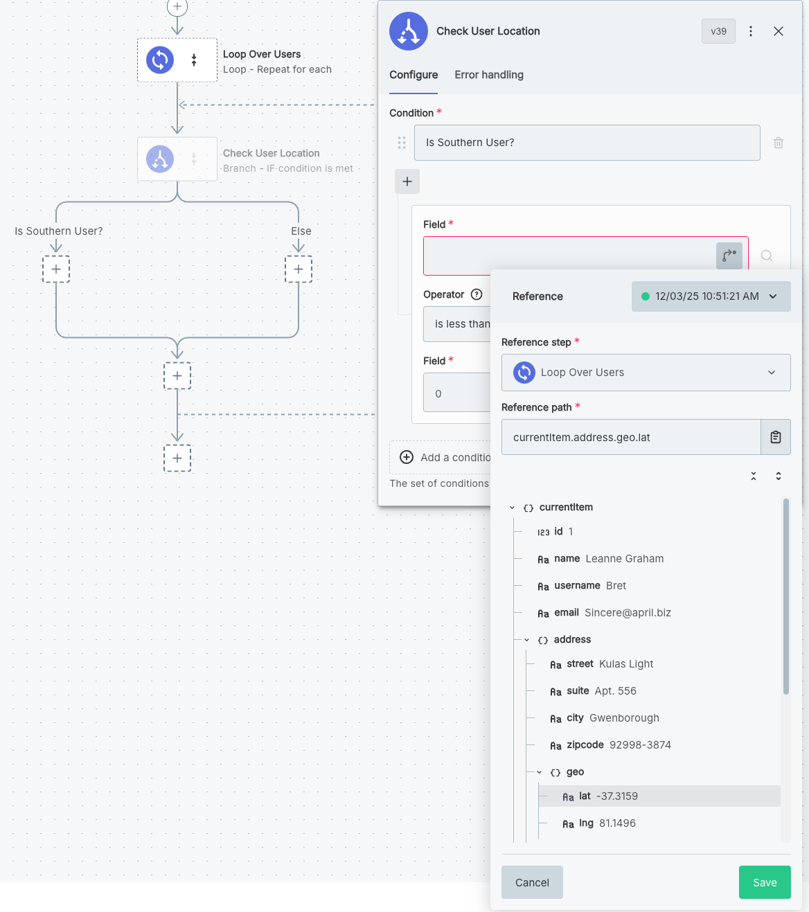 Configure branch step
