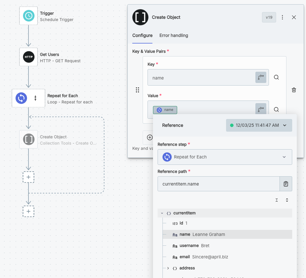 Current item reference