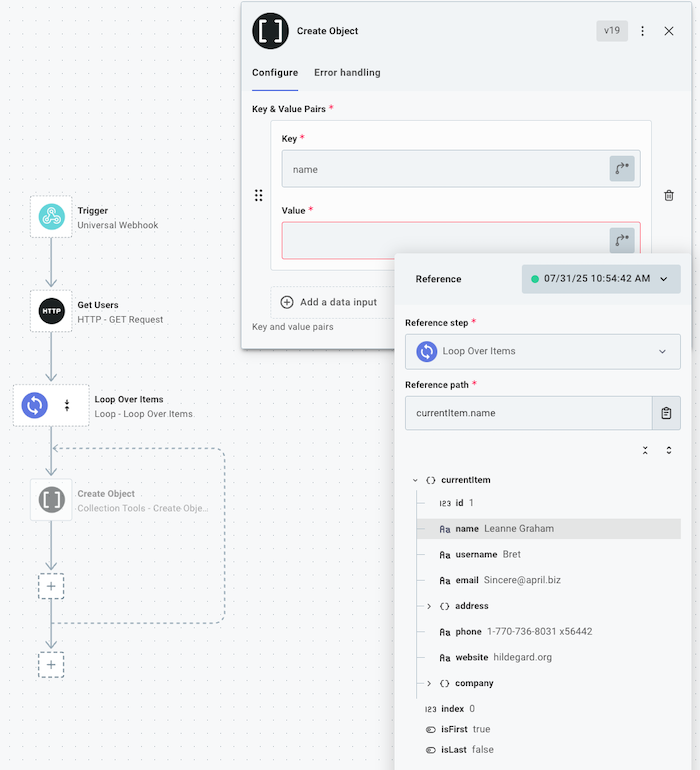 Current item reference
